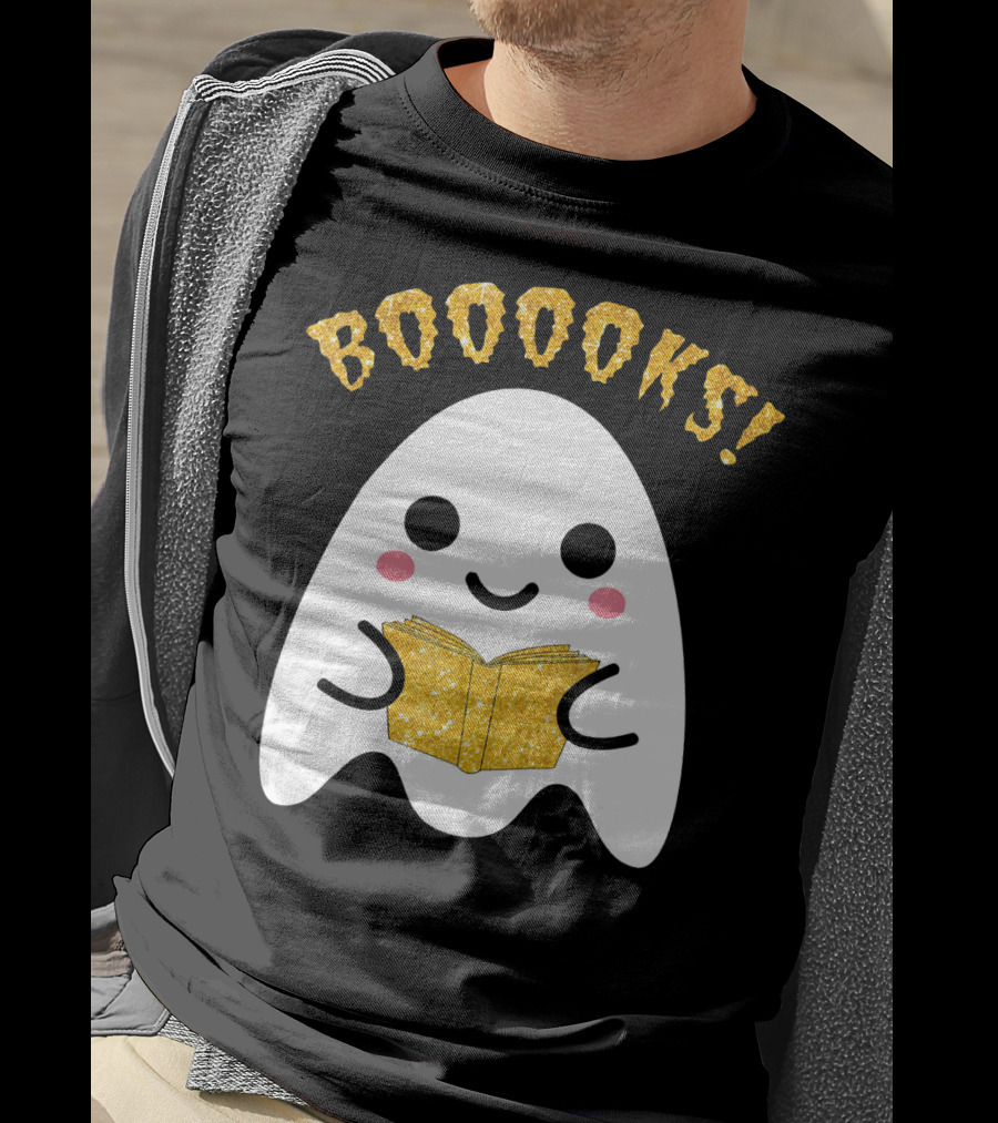 BOOOKS Ghost Reading Book Halloween Costume T-Shirt