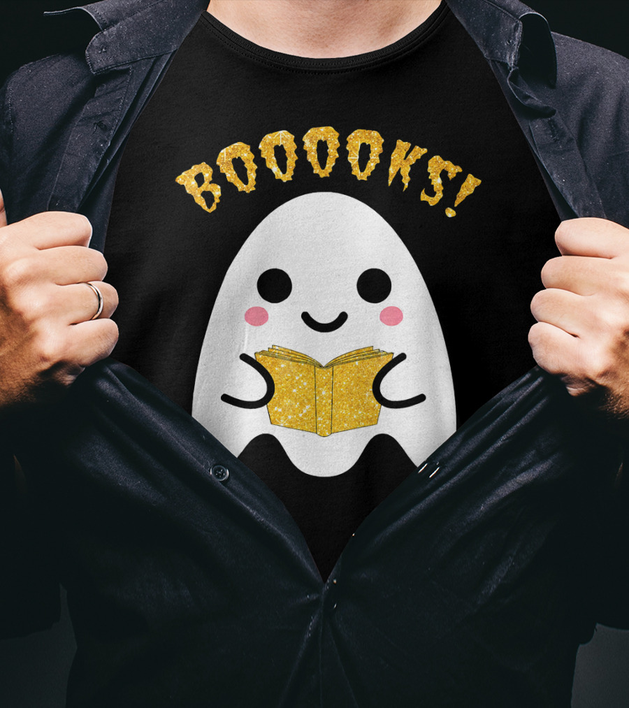 BOOOKS Ghost Reading Book Halloween Costume T-Shirt