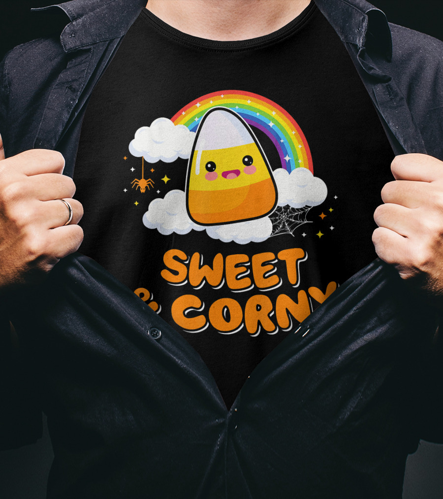 Sweet And Corny Cute Candy Corn Kawaii Halloween T-Shirt