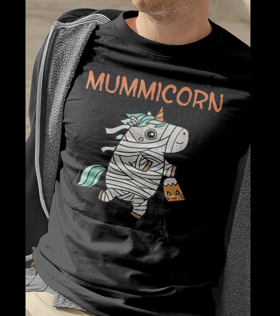 Mummicorn Funny Unicorn Mummy Halloween Candy Bag T-Shirt