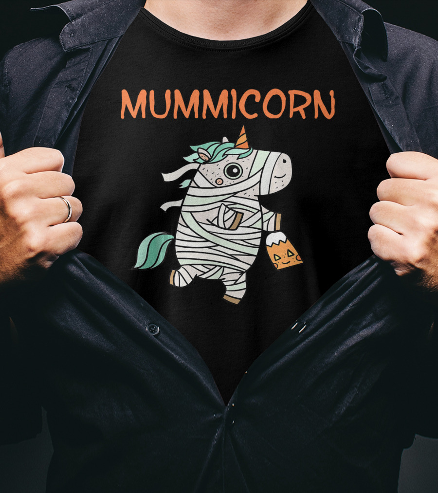 Mummicorn Funny Unicorn Mummy Halloween Candy Bag T-Shirt