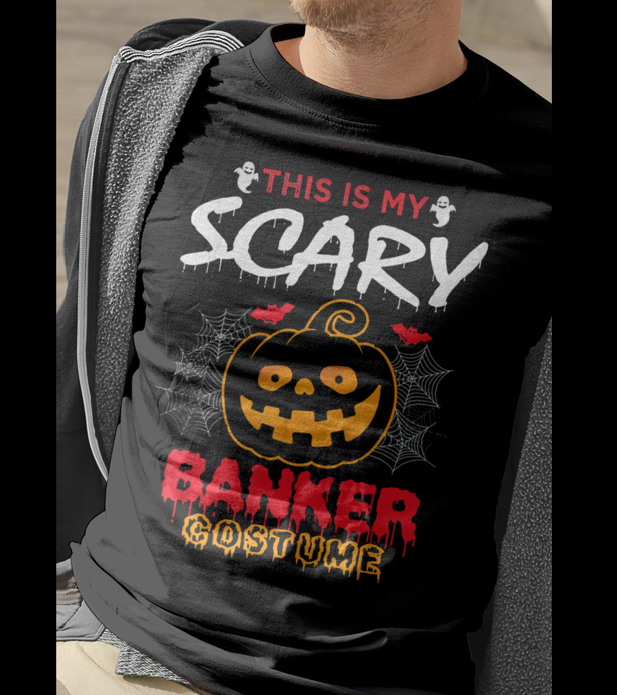 This Is My Scary Banker Costume Pumpkin Spider Web Ghosts T-Shirt