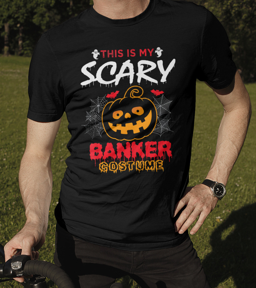 This Is My Scary Banker Costume Pumpkin Spider Web Ghosts T-Shirt