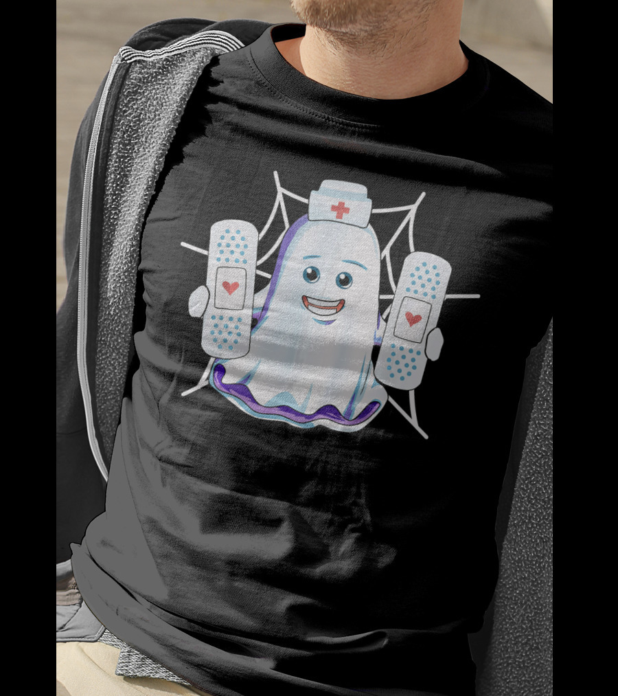 Ghost Nurse Holding Bandages With Hearts T-Shirt