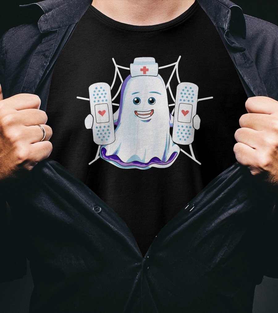 Ghost Nurse Holding Bandages With Hearts T-Shirt