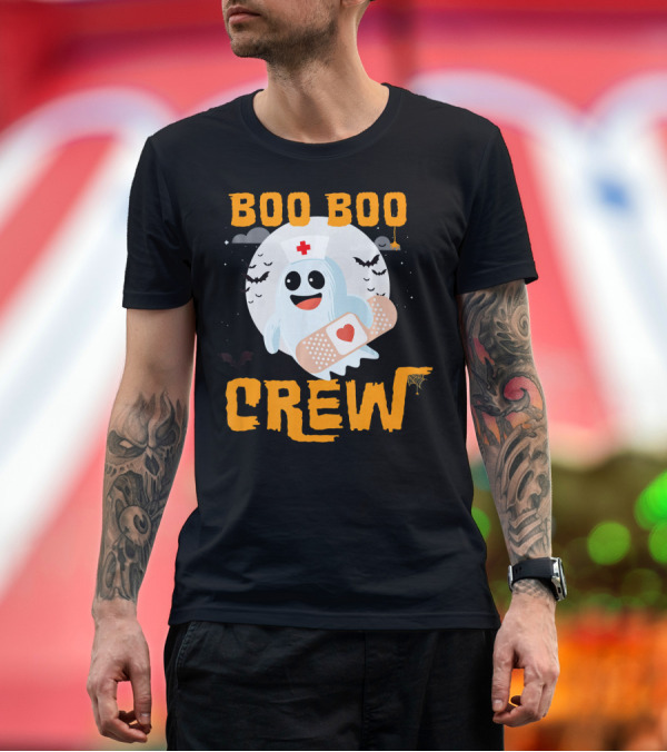 Premium T-Shirt: Boo Boo Crew Nurse Ghost Halloween Bandage Spooky Bat Moon Costume T-Shirt Boo Boo Crew Nurse Ghost Halloween Bandage Spooky Bat Moon Costume T-Shirt