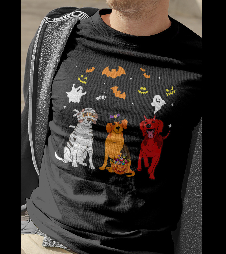 Halloween Beagle Dogs Mummy Witch Ghosts Bats T-Shirt