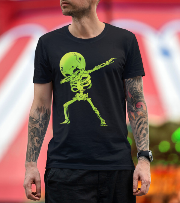 Premium T-Shirt: Skeleton Dabbing Zombie Halloween Moon T-Shirt Skeleton Dabbing Zombie Halloween Moon T-Shirt