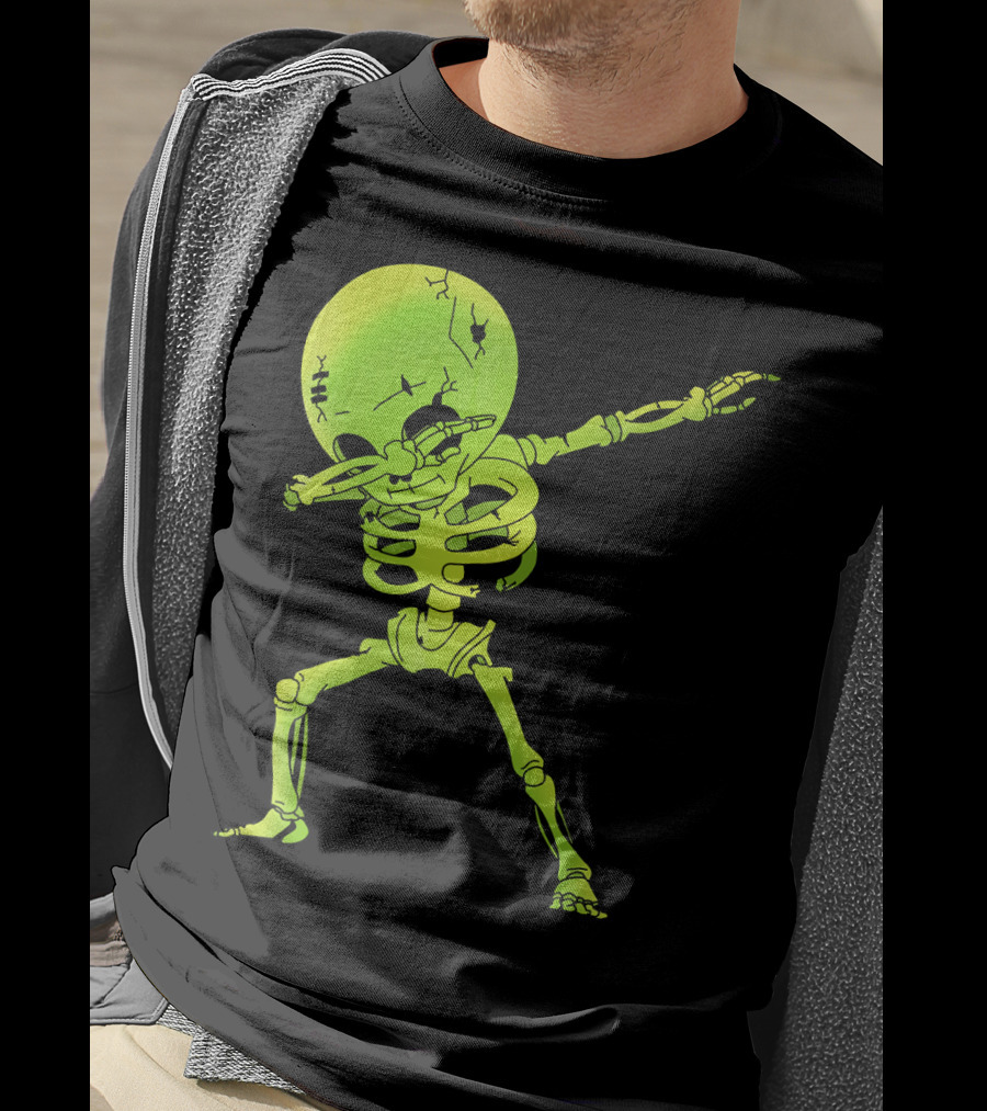 Skeleton Dabbing Zombie Halloween Moon T-Shirt