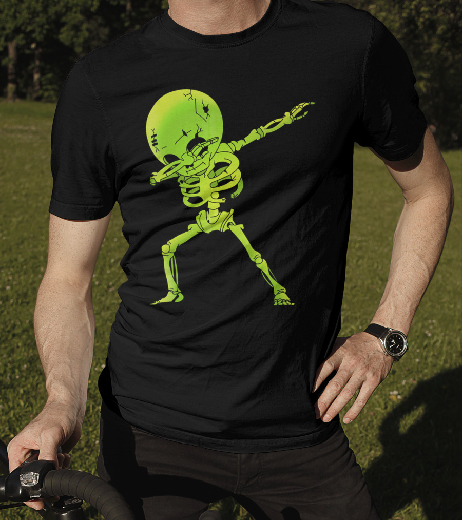 Skeleton Dabbing Zombie Halloween Moon T-Shirt