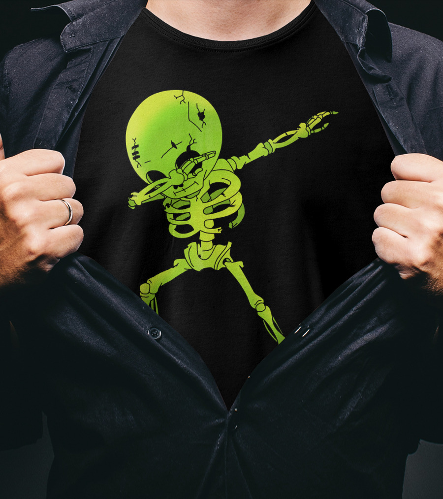 Skeleton Dabbing Zombie Halloween Moon T-Shirt