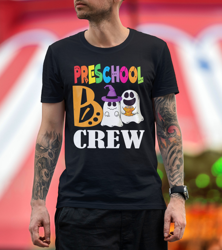 Preschool Boo Crew Smile Ghost Witch Pumpkin T-Shirt