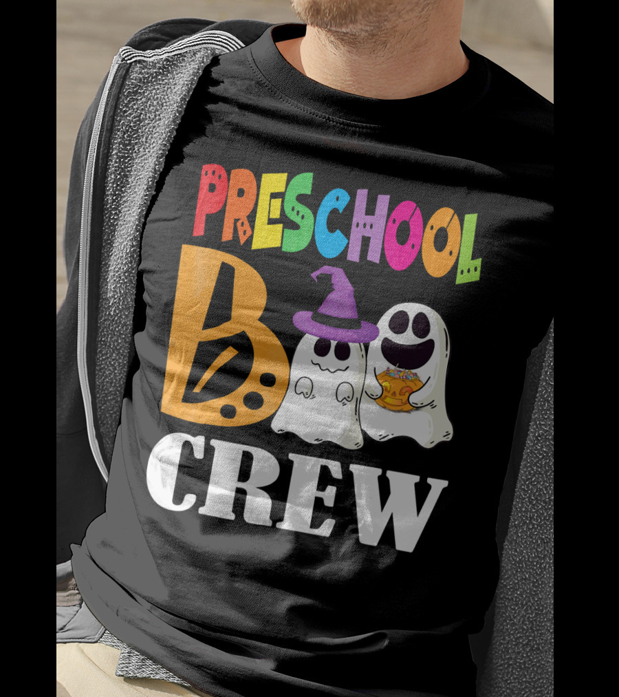 Preschool Boo Crew Smile Ghost Witch Pumpkin T-Shirt