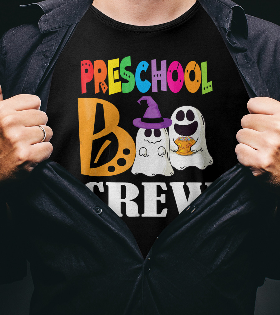Preschool Boo Crew Smile Ghost Witch Pumpkin T-Shirt