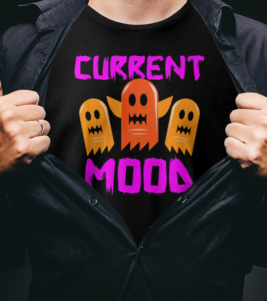 Halloween Current Mood Funny Ghouls Ghost Trio T-Shirt