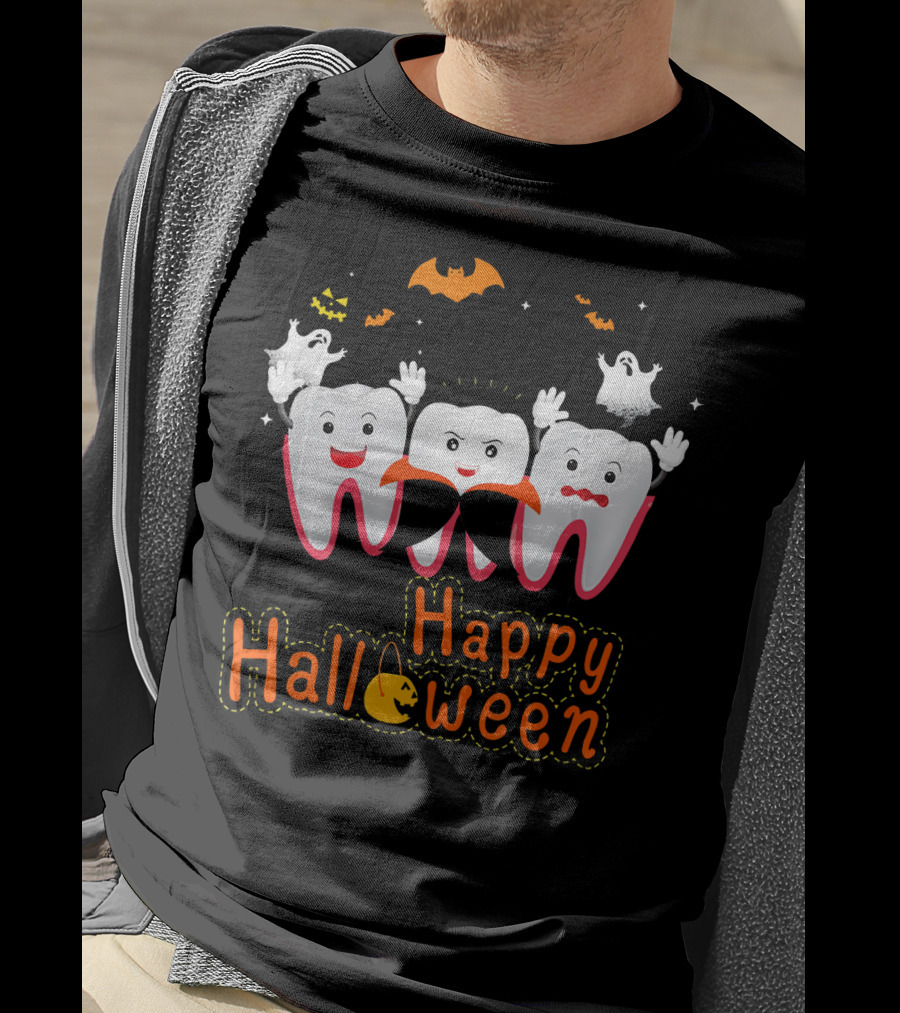Happy Halloween Funny Ghosts And Teeth T-Shirt