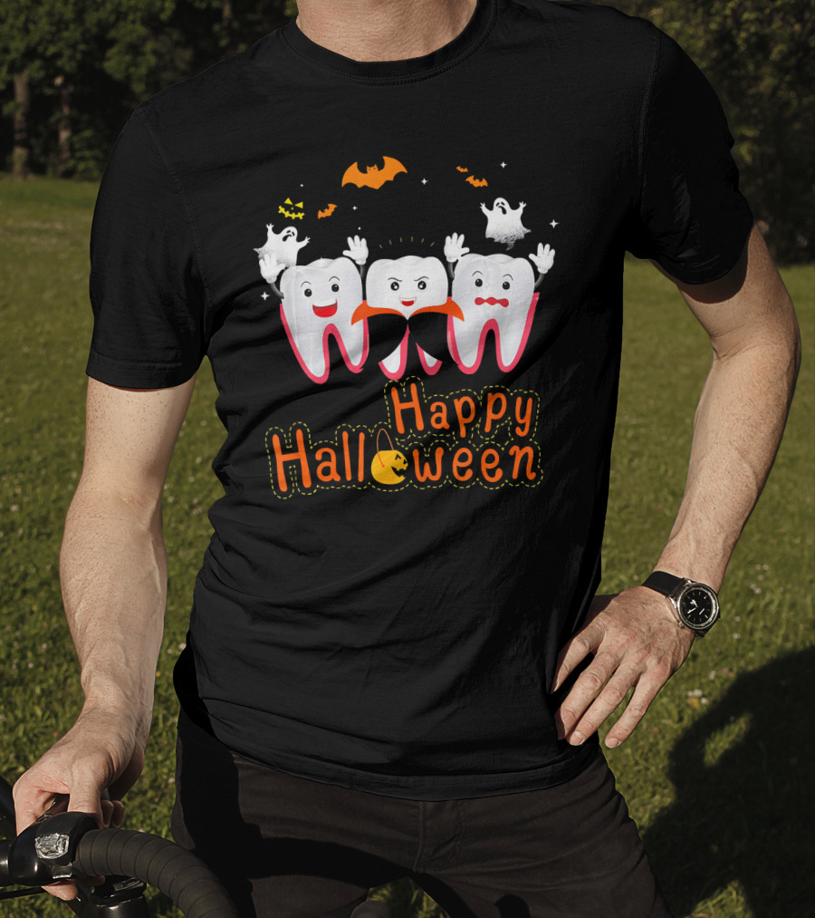 Happy Halloween Funny Ghosts And Teeth T-Shirt