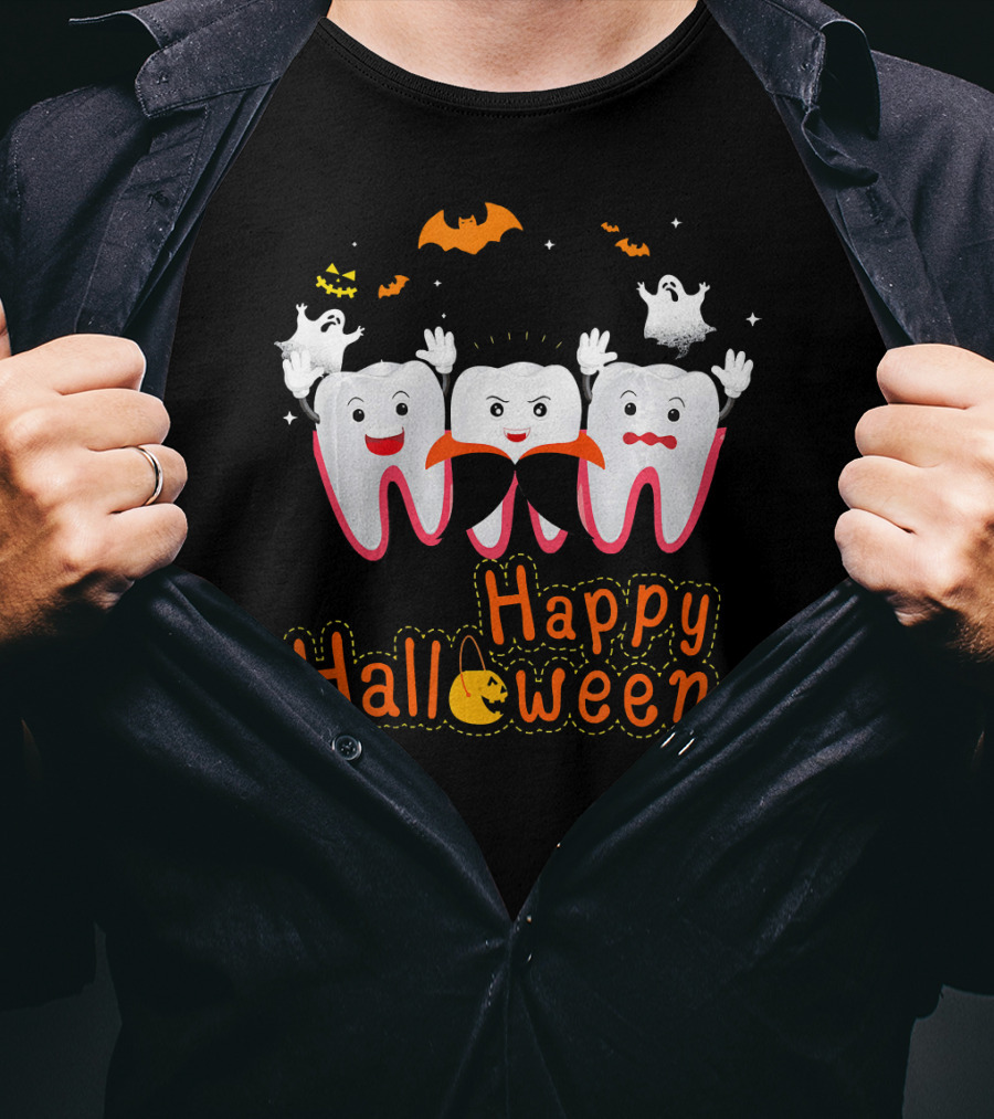 Happy Halloween Funny Ghosts And Teeth T-Shirt
