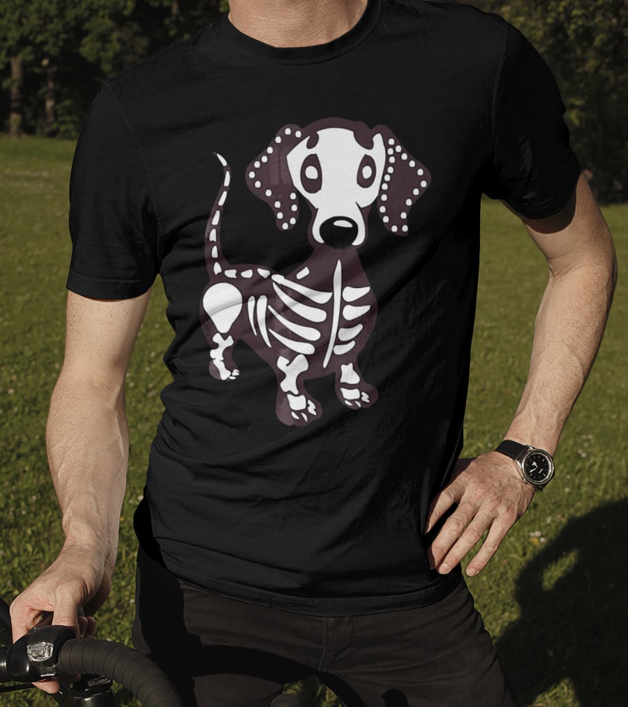 Dachshund Skeleton Skull Creepy Canine Bone T-Shirt