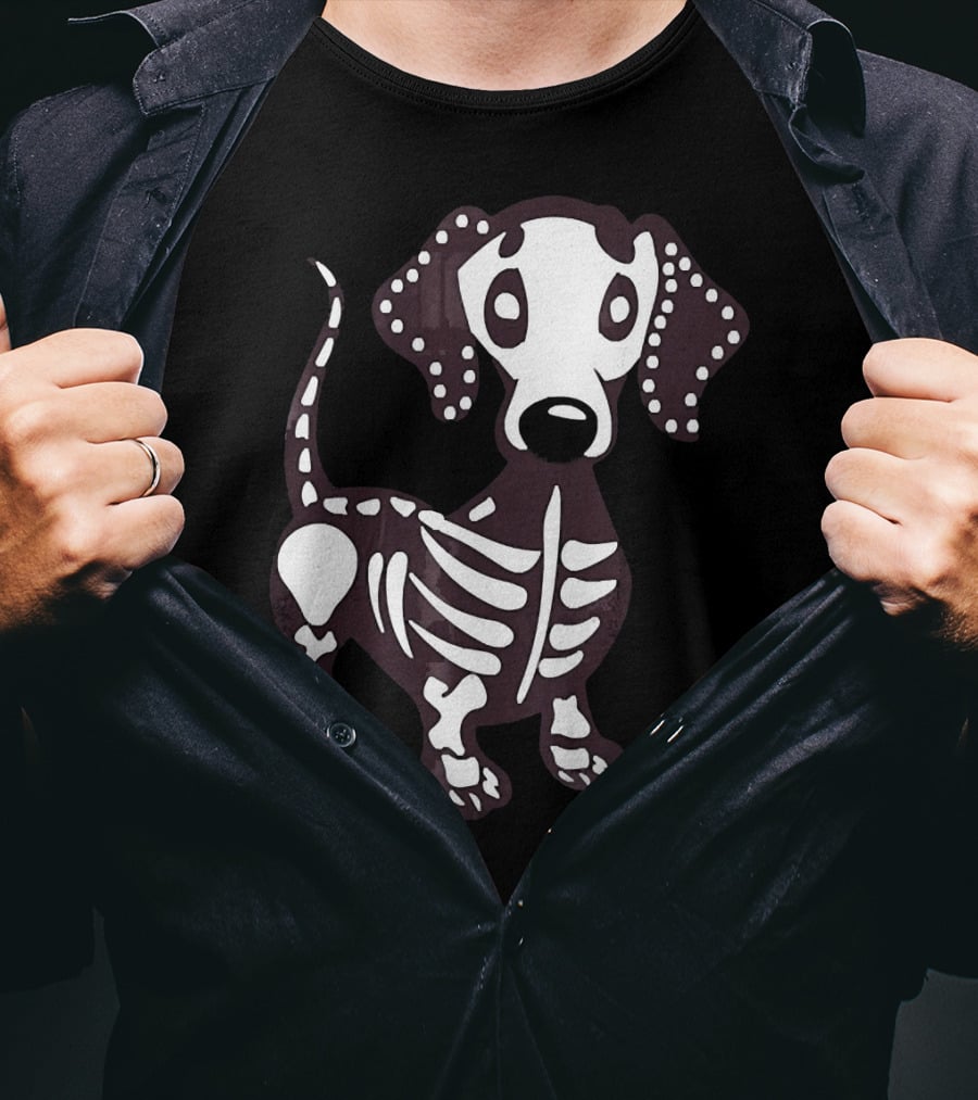 Dachshund Skeleton Skull Creepy Canine Bone T-Shirt