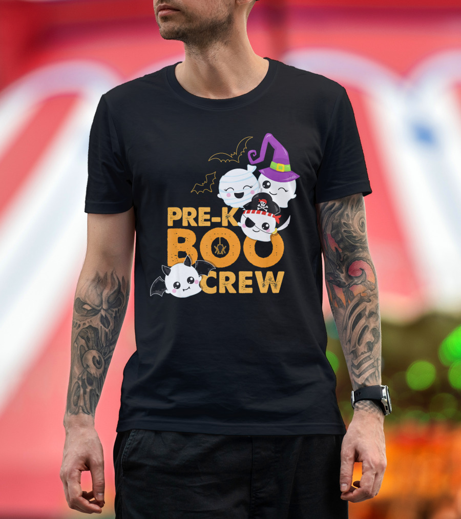 Pre-K Boo Crew Fun Halloween Teach Ghosts and Bats T-Shirt