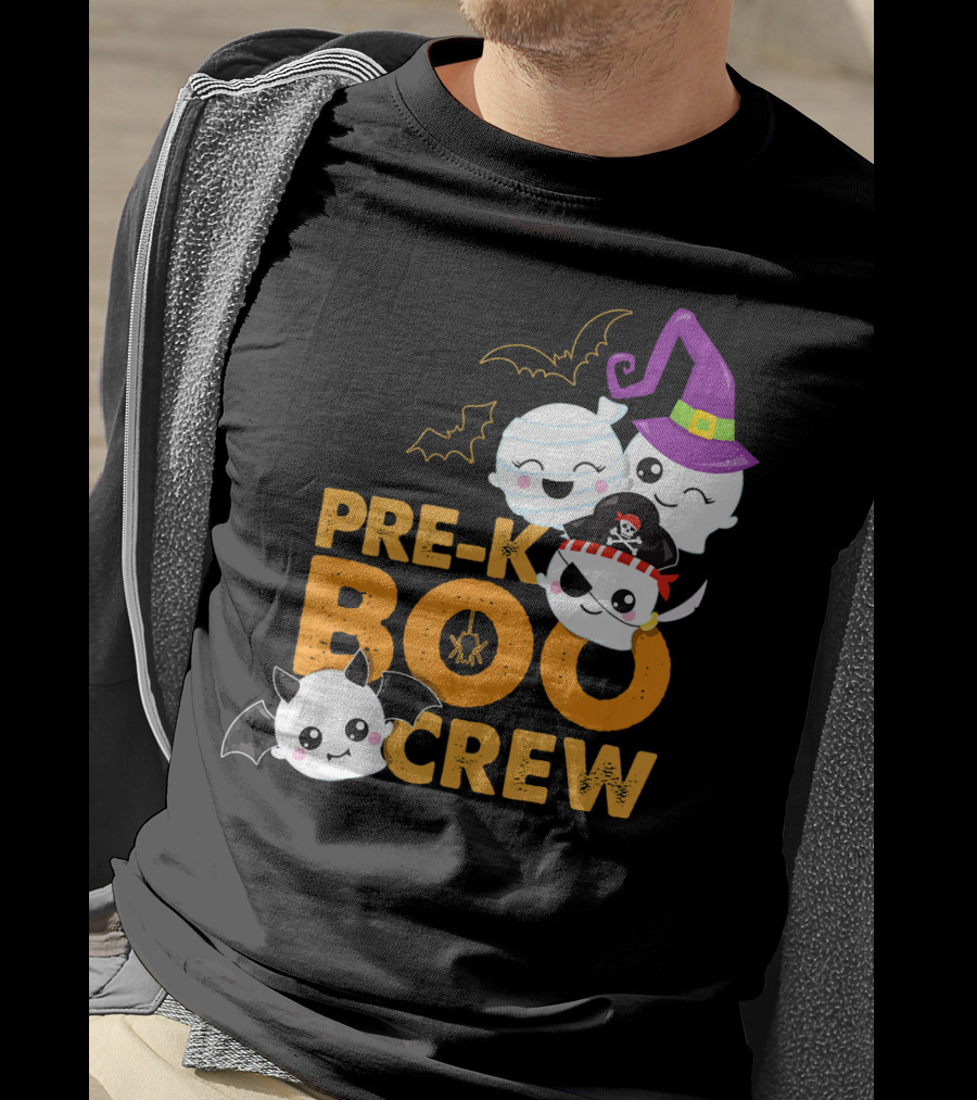 Pre-K Boo Crew Fun Halloween Teach Ghosts And Bats T-Shirt