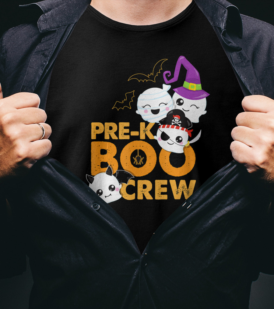 Pre-K Boo Crew Fun Halloween Teach Ghosts And Bats T-Shirt