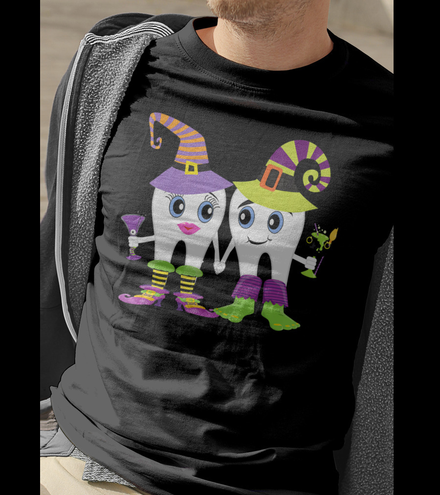 Witchy Tooth Couple Halloween Humor For Dentists T-Shirt