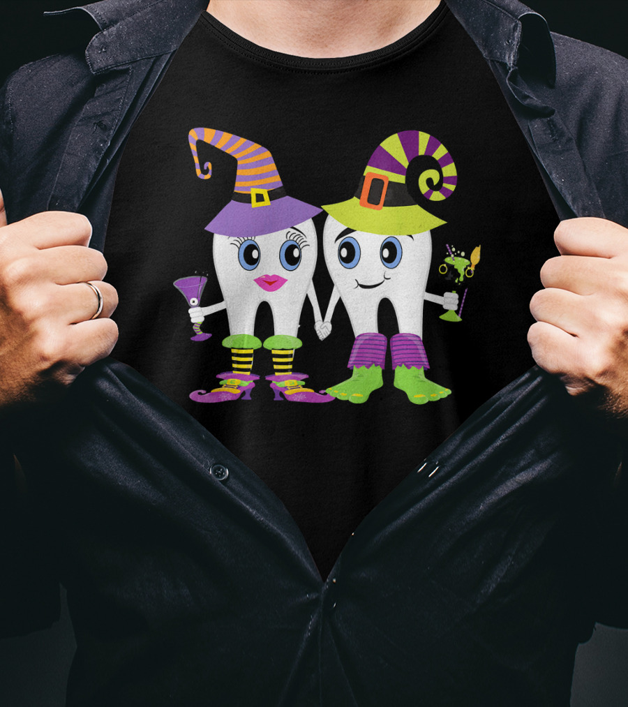 Witchy Tooth Couple Halloween Humor For Dentists T-Shirt