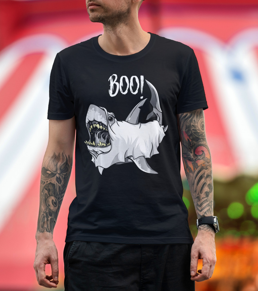 BOO Great White Shark Ghost T-Shirt