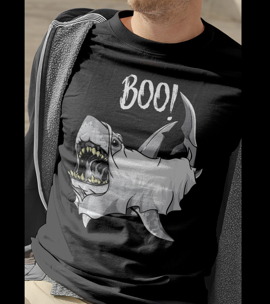 BOO Great White Shark Ghost T-Shirt