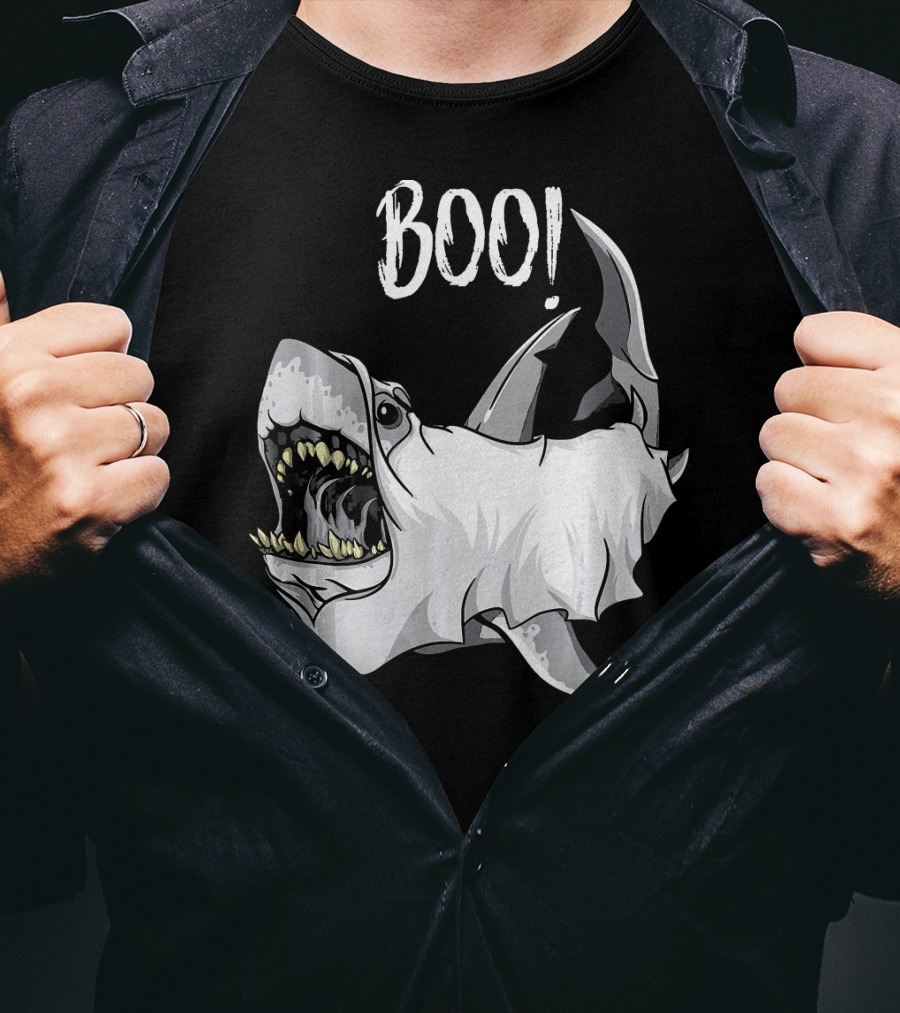 BOO Great White Shark Ghost T-Shirt