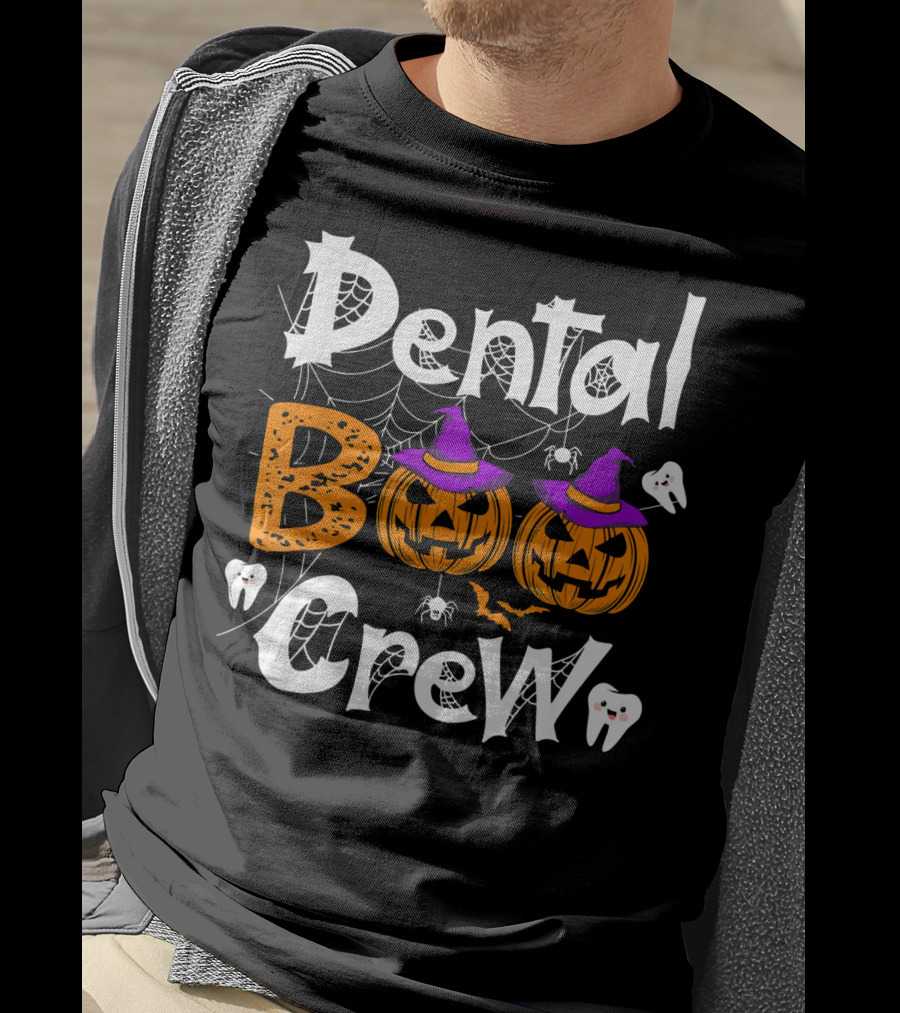 Dental Boo Crew Halloween Dental Humor Pumpkins Teeth Spiders T-Shirt