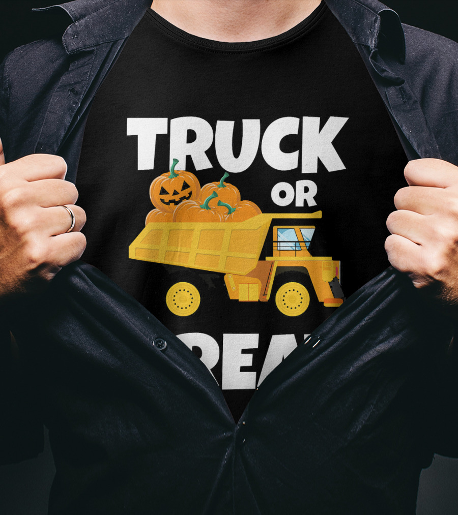 Kids Halloween Toddlers Boys Truck Or Treat Pumpkins T-Shirt