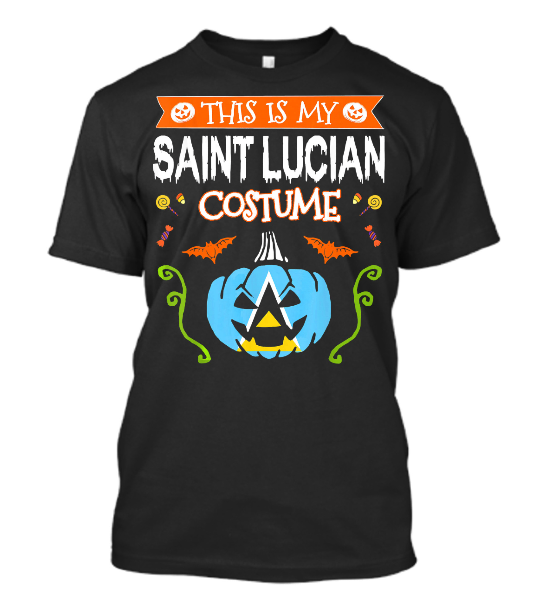 This Is My Saint Lucian Costume Halloween Pumpkin Bat T-Shirt