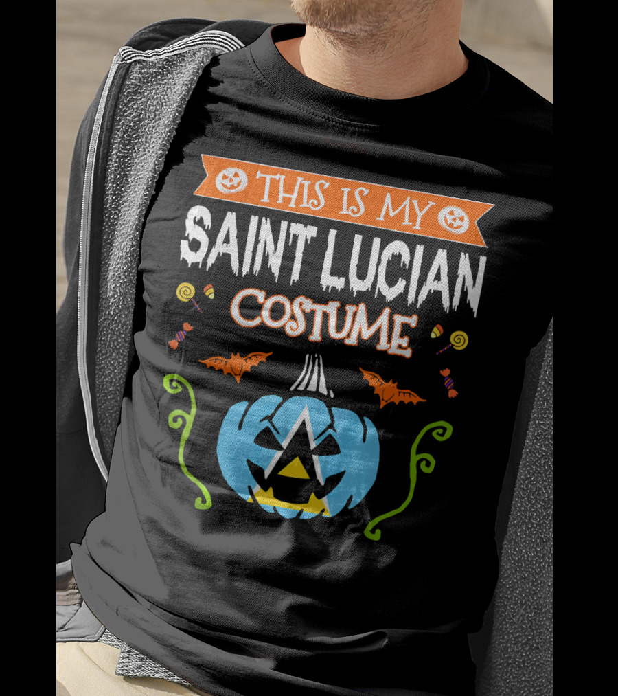 This Is My Saint Lucian Costume Halloween Pumpkin Bat T-Shirt