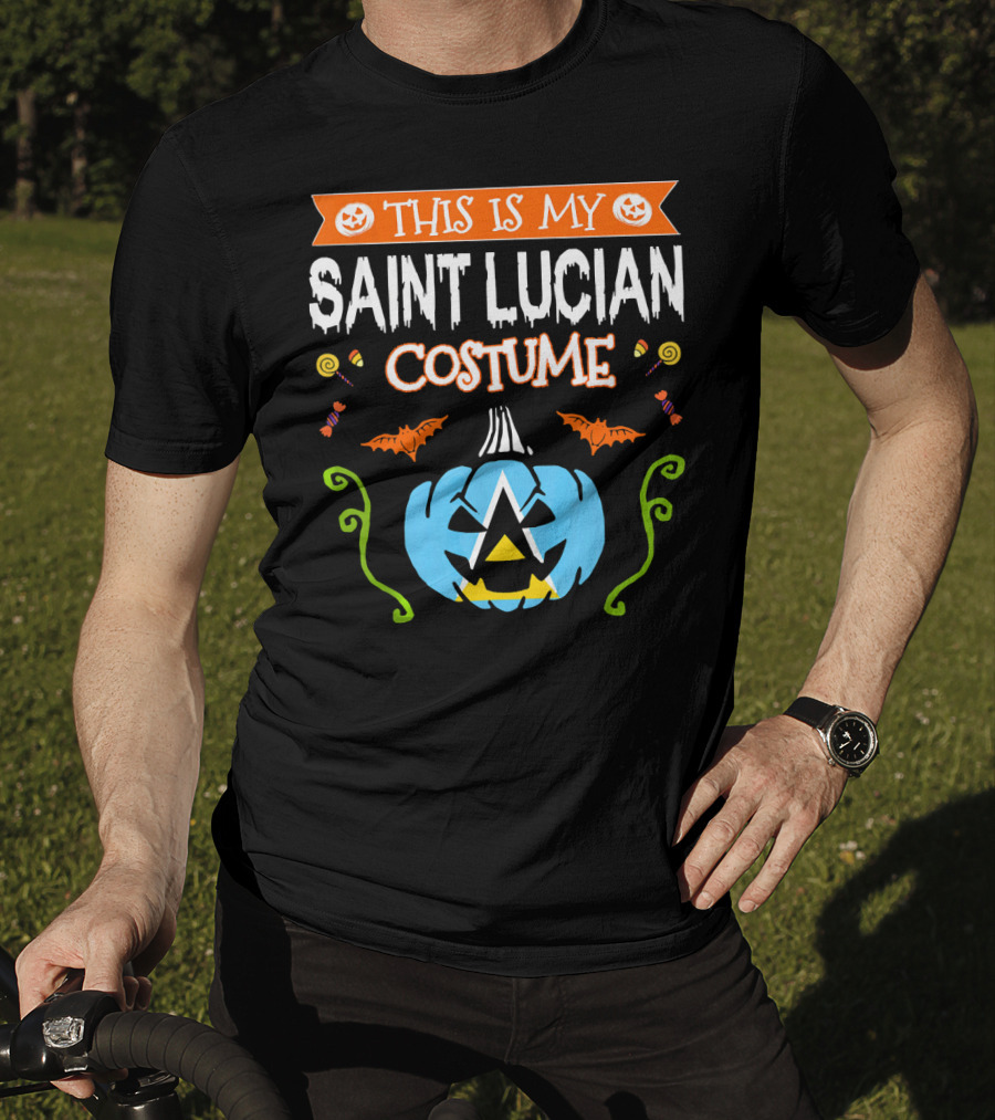 This Is My Saint Lucian Costume Halloween Pumpkin Bat T-Shirt
