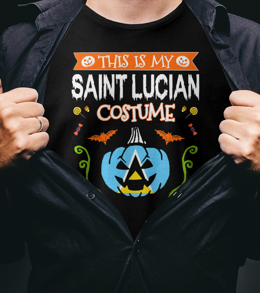 This Is My Saint Lucian Costume Halloween Pumpkin Bat T-Shirt