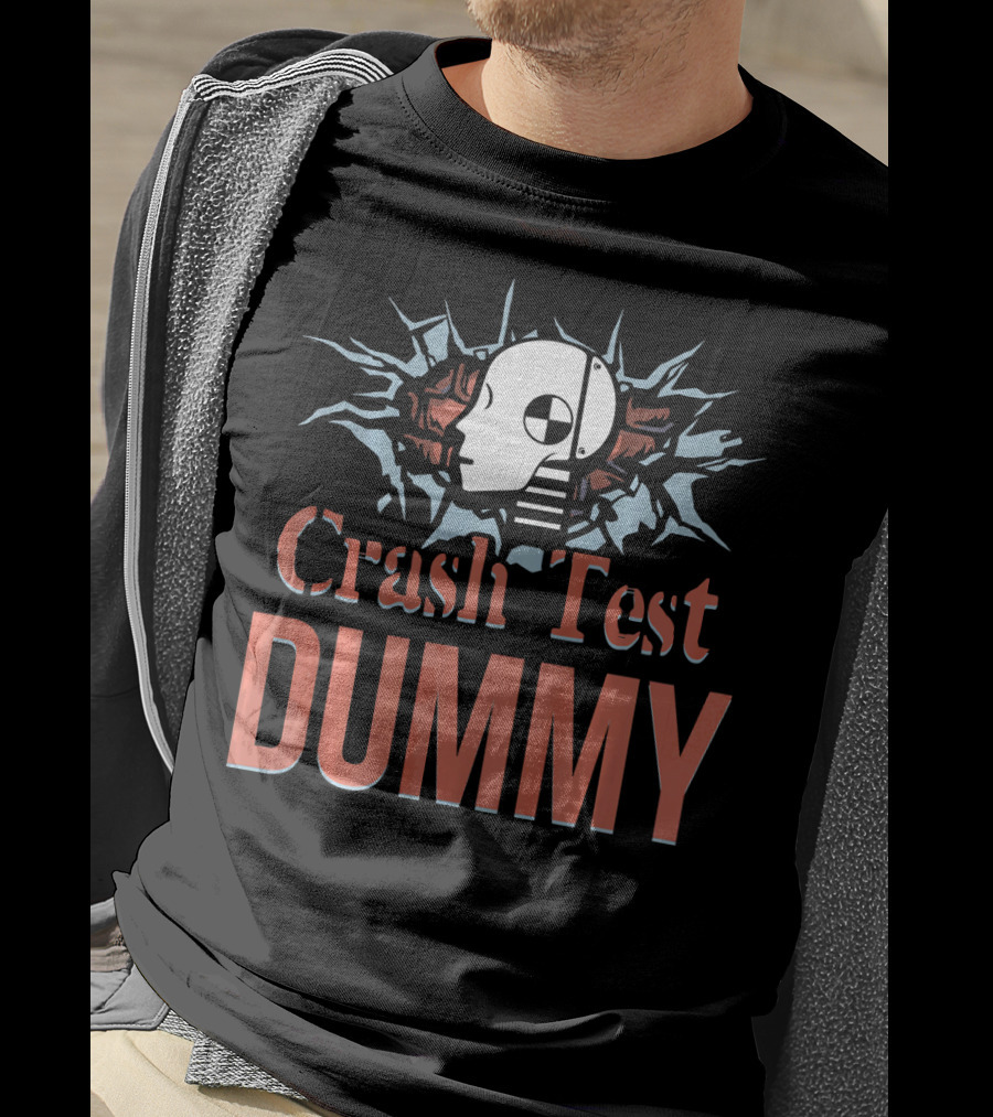 Crash Test Dummy Head Smashing Through Wall T-Shirt