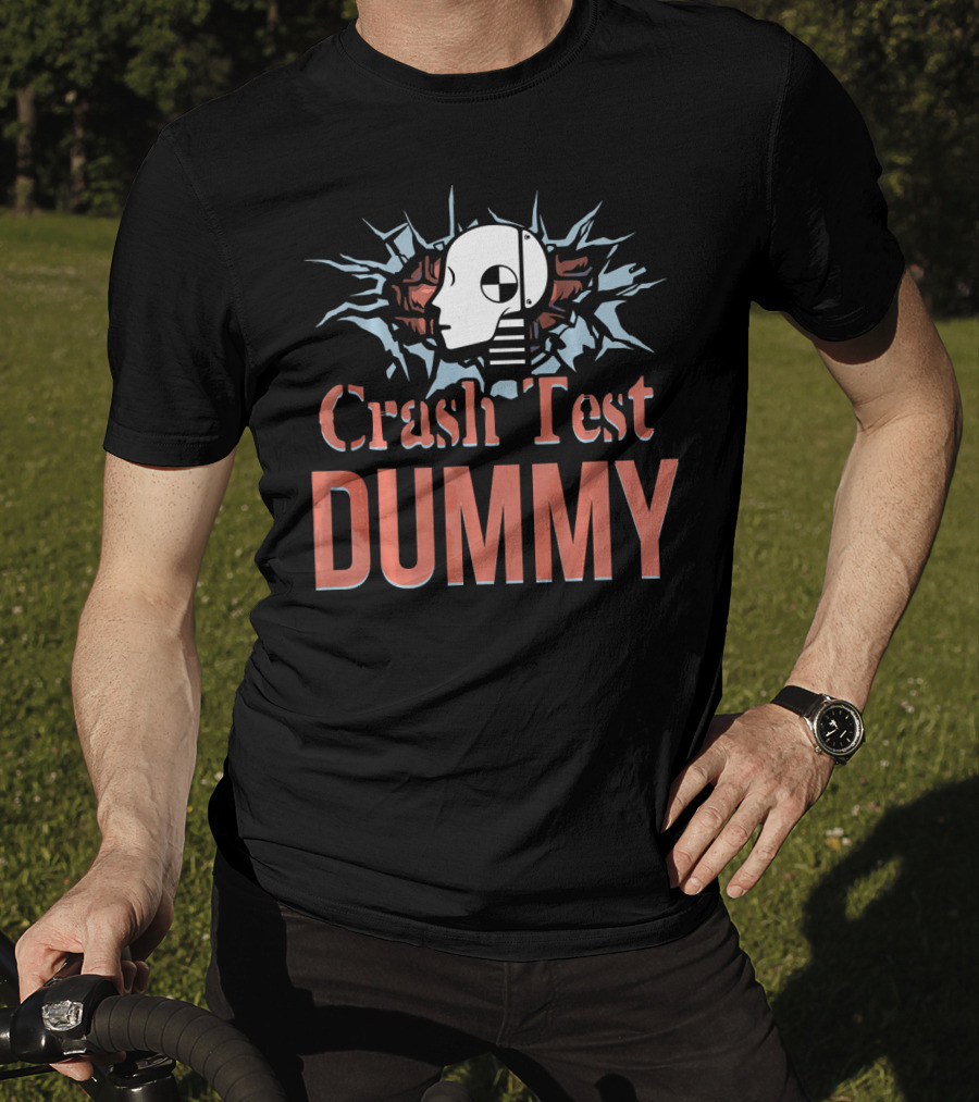 Crash Test Dummy Head Smashing Through Wall T-Shirt