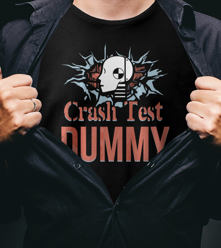 Crash Test Dummy Head Smashing Through Wall T-Shirt