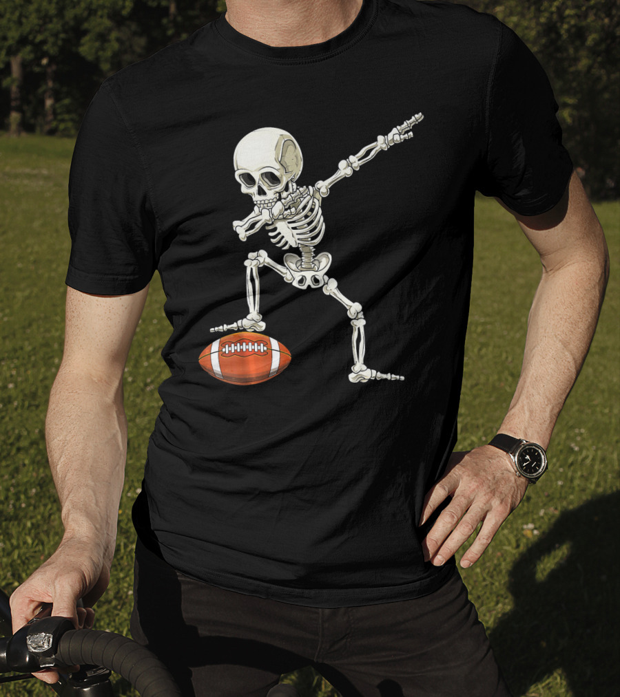 Dabbing Skeleton With Football Pose T-Shirt
