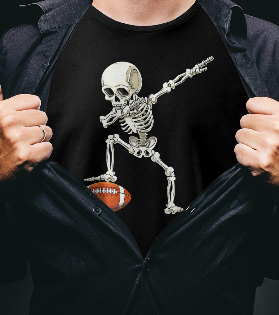Dabbing Skeleton With Football Pose T-Shirt