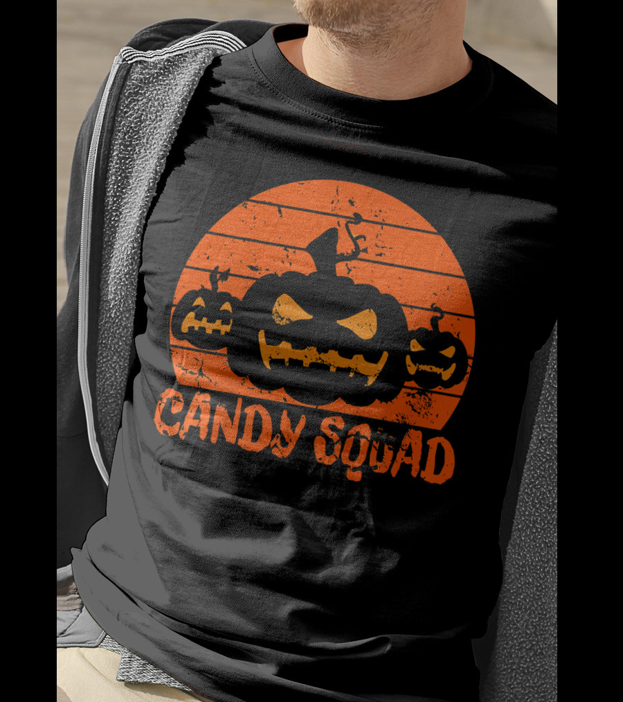 Candy Squad Scary Pumpkin Trick Halloween T-Shirt