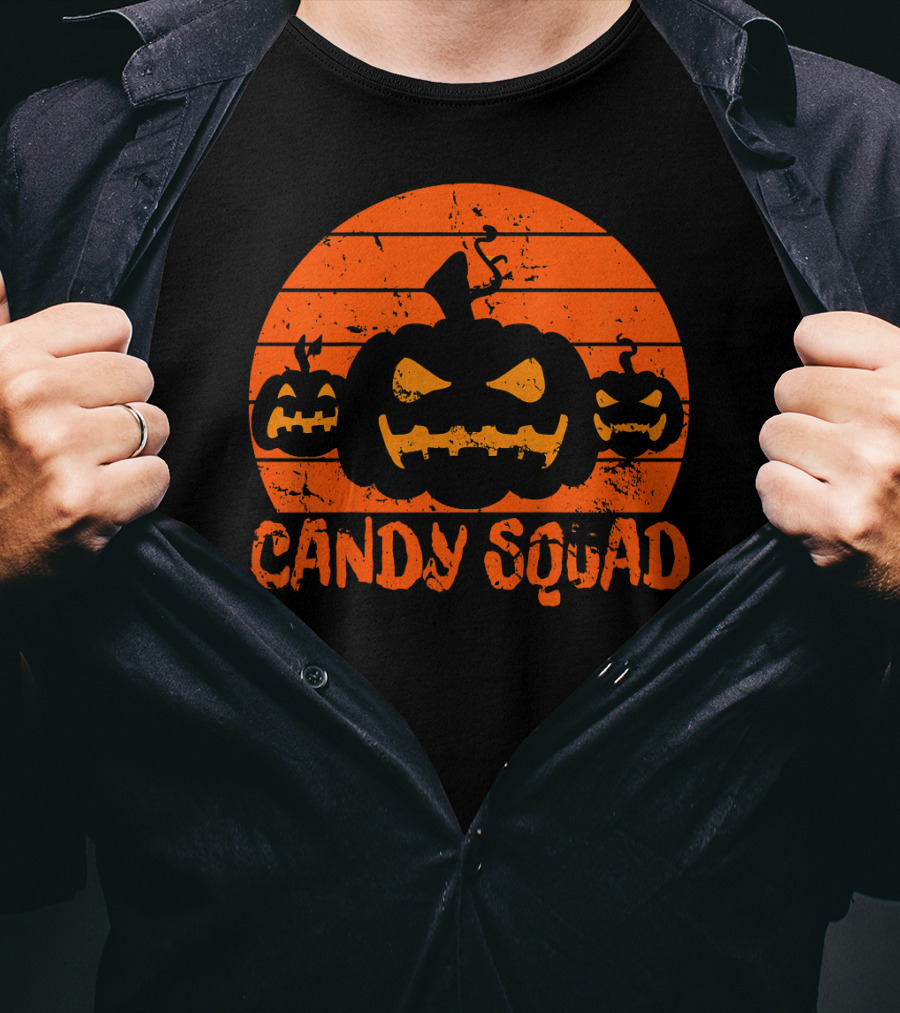 Candy Squad Scary Pumpkin Trick Halloween T-Shirt
