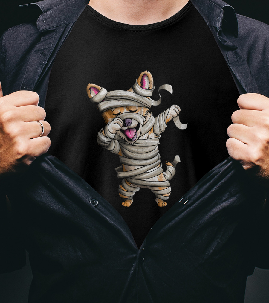 Cute Halloween Mummy Corgi Dabbing T-Shirt