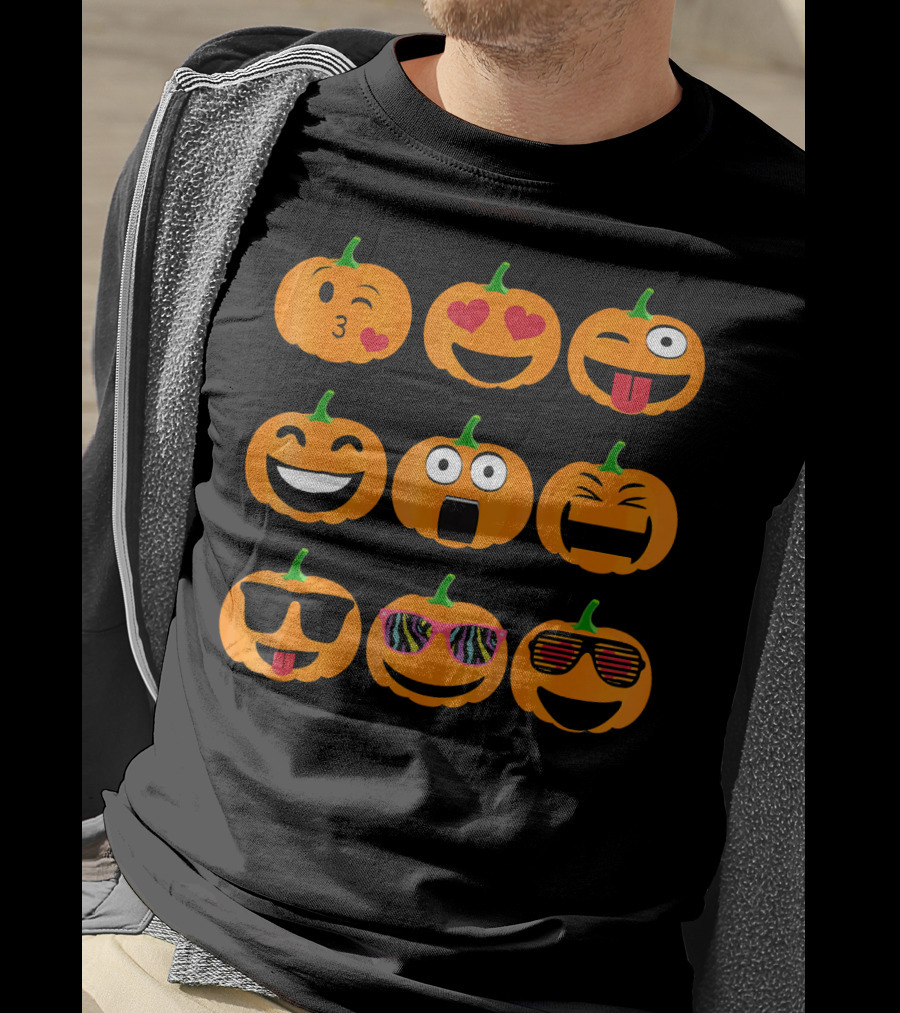 Emoji Pumpkin Jack O Lantern Expressions T-Shirt