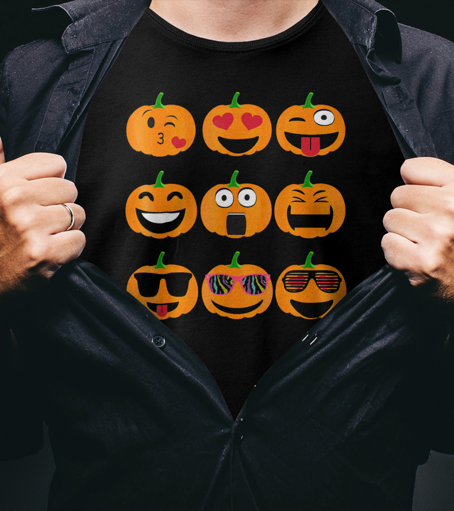 Emoji Pumpkin Jack O Lantern Expressions T-Shirt