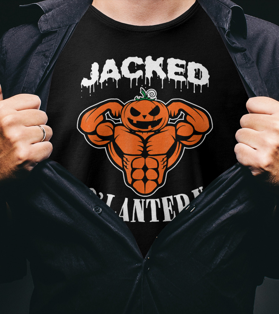 Jacked O'Lantern Cute Smile Pumpkin Strong Gymer T-Shirt
