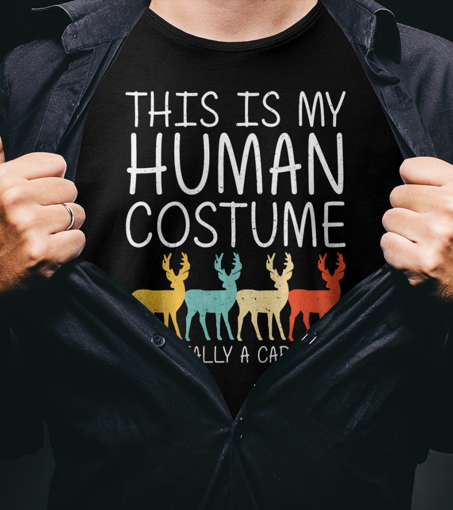 This Is My Human Costume I'm Really A Caribou Halloween Stag Doe T-Shirt